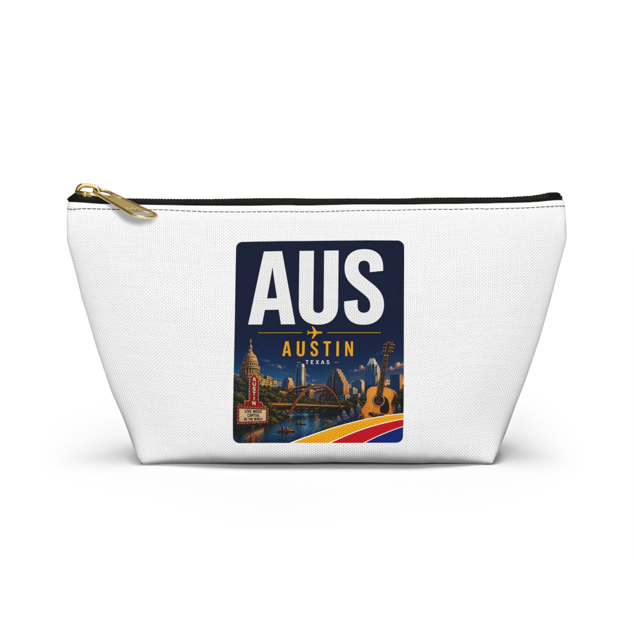 Austin AUS Accessory Pouch — Travel Cosmetic & Tech Organizer with Austin Skyline Design